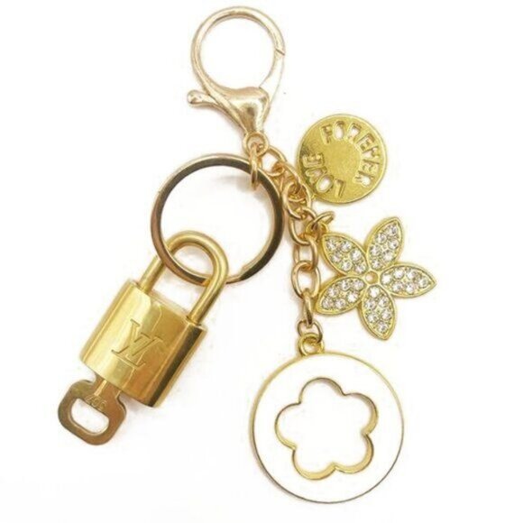 Authentic Louis Vuitton Lock & Key with Bag Charm Keychain Key Charm Chain - Picture 1 of 4